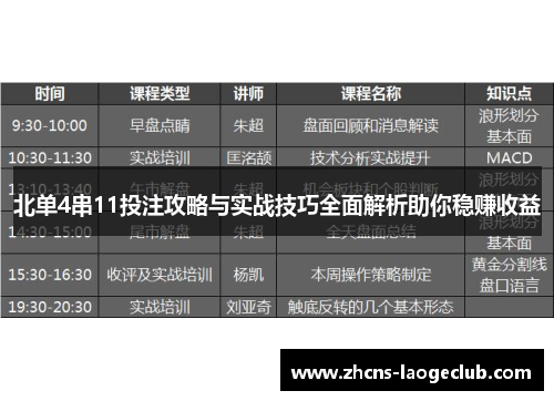 北单4串11投注攻略与实战技巧全面解析助你稳赚收益