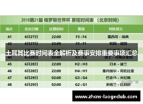 土耳其比赛时间表全解析及赛事安排重要事项汇总